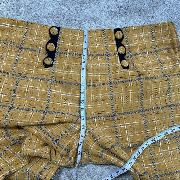 Unique Vintage High Waisted Cropped Pants Plaid 90s Style Punk in Yellow 5X/26 - Picture 13 of 15